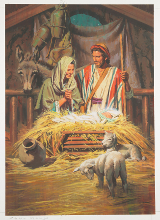 326x447 The Nativity - Jesus In The Manger Painting