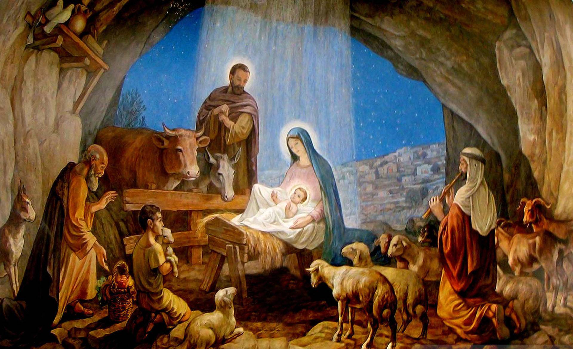 1920x1168 Why Animals Witnessed His Birth - Jesus In The Manger Painting