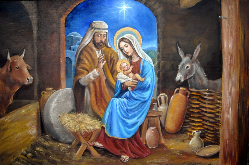 800x532 Nativity With Manger By Dashinvaine - Jesus In The Manger Painting