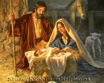 340x270 Baby Jesus In Manger Etsy - Jesus In The Manger Painting