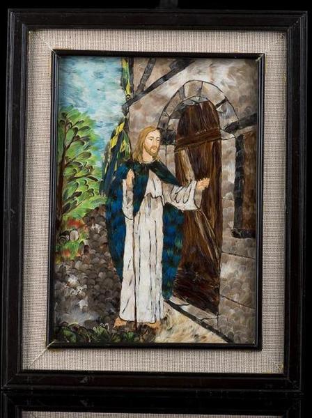 448x600 Feather Art Painting Jesus Knocking The Door Carapan, Mexican - Jesus Knocking At The Door Painting Artist