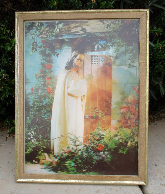 570x669 Vintage 3d Hologram Jesus Knocking - Jesus Knocking At The Door Painting Artist