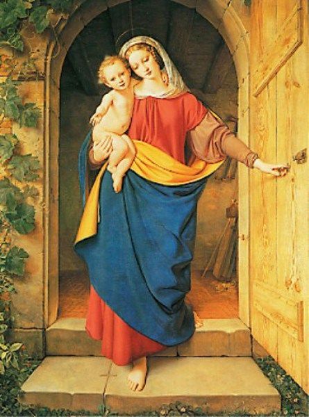 445x600 Madonna In The Workshop, Eduard Steinbruck - Jesus Knocking Painting