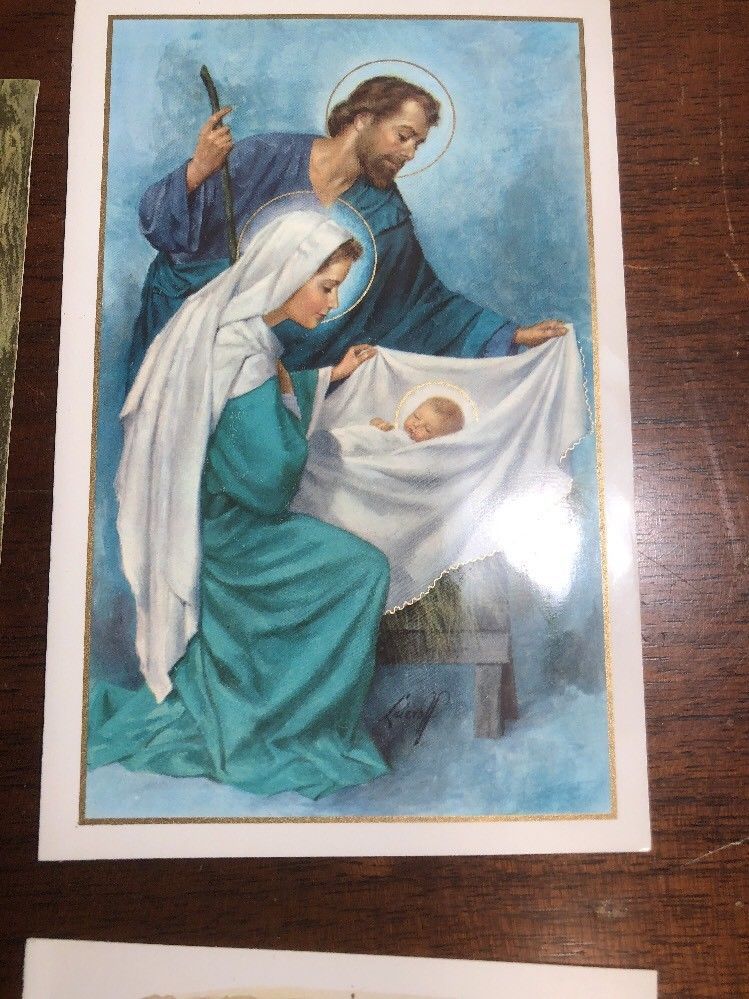 749x999 Lot Vintage Christmas Card Ephemera Paper Altered Art Baby Jesus - Jesus Manger Painting