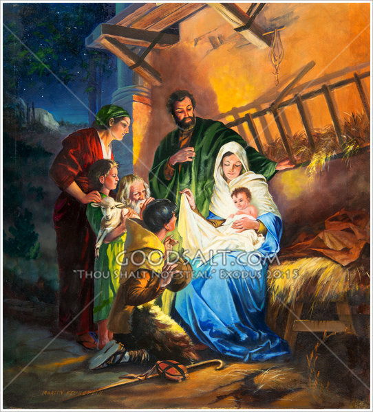 542x600 The Manger - Jesus Manger Painting