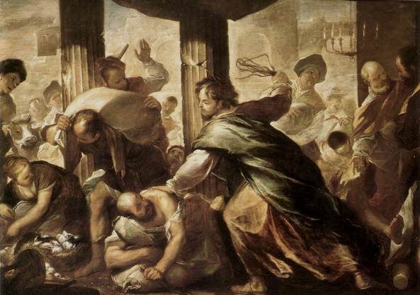 593x417 Jesus Attacks The Money Changers - Jesus Money Changers Painting