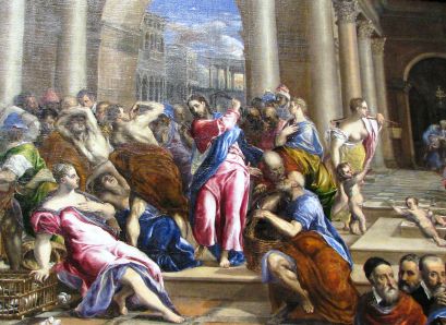 409x298 The Wise Fool Entrapment In The Temple - Jesus Money Changers Painting