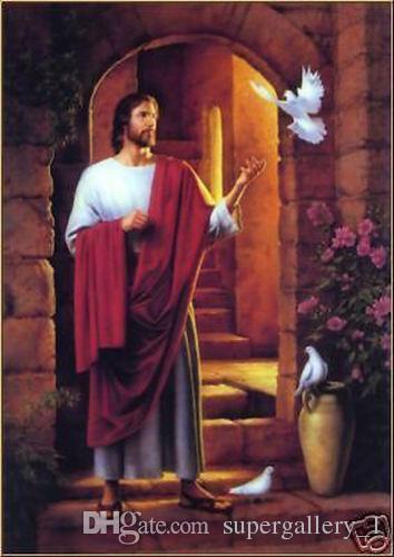 354x500 2018 Framed Jesus And Pigeon,genuine High Quality Handpainted Art - Jesus Oil Painting