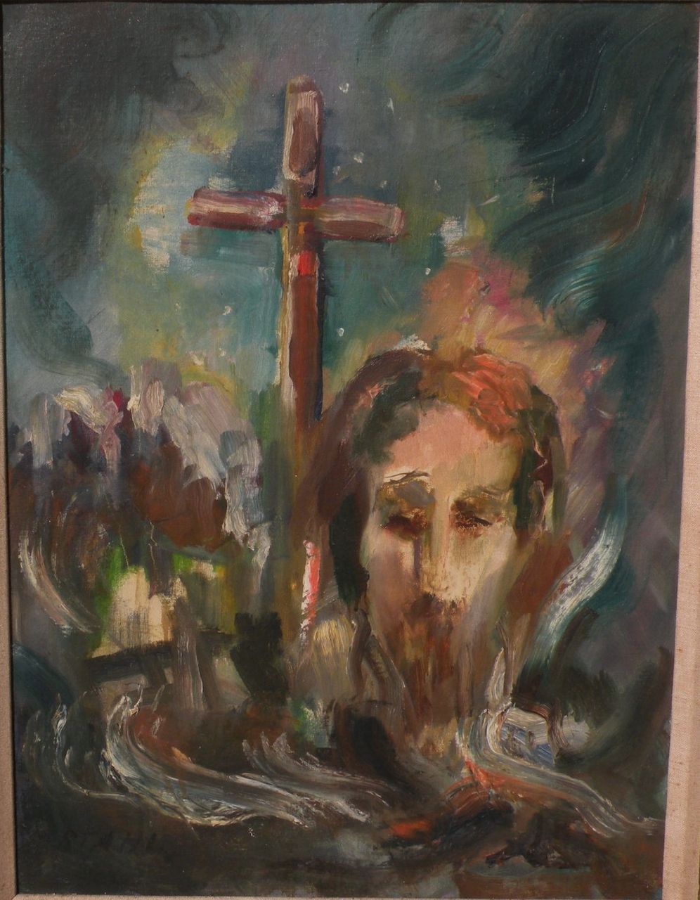 996x1280 Willy Stahl (1896 1963) Expressionist Painting Of Jesus - Jesus On The Cross Painting