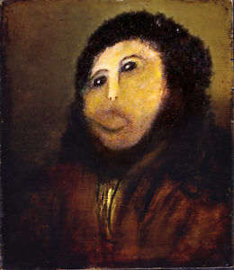 260x300 Fresco Jesus 16x20 Canvas Print Spain Church Art Botched Painting - Jesus Painting