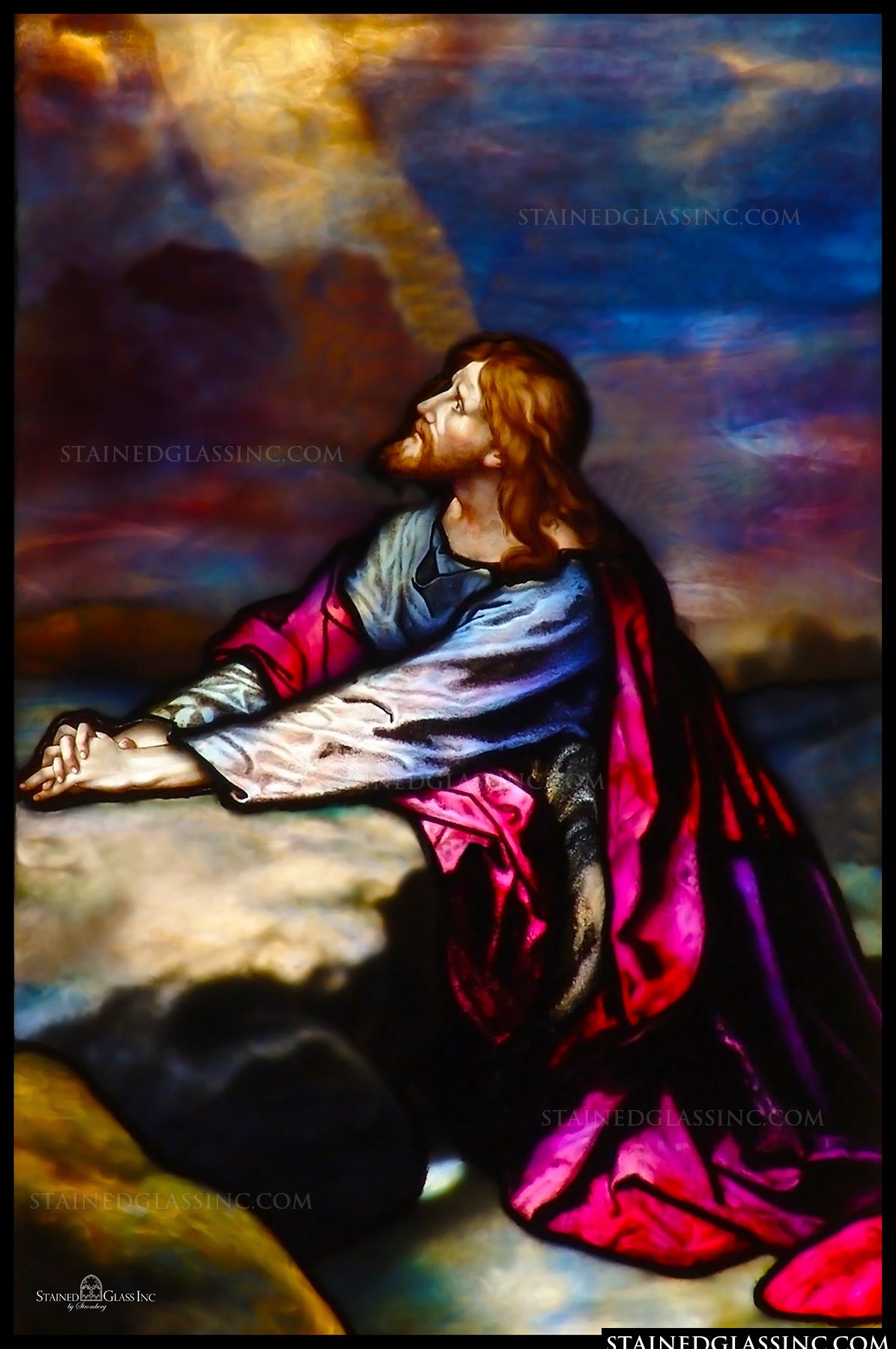 1196x1800 Supplication Of Our Lord Religious Stained Glass Window - Jesus Praying In The Garden Of Gethsemane Painting