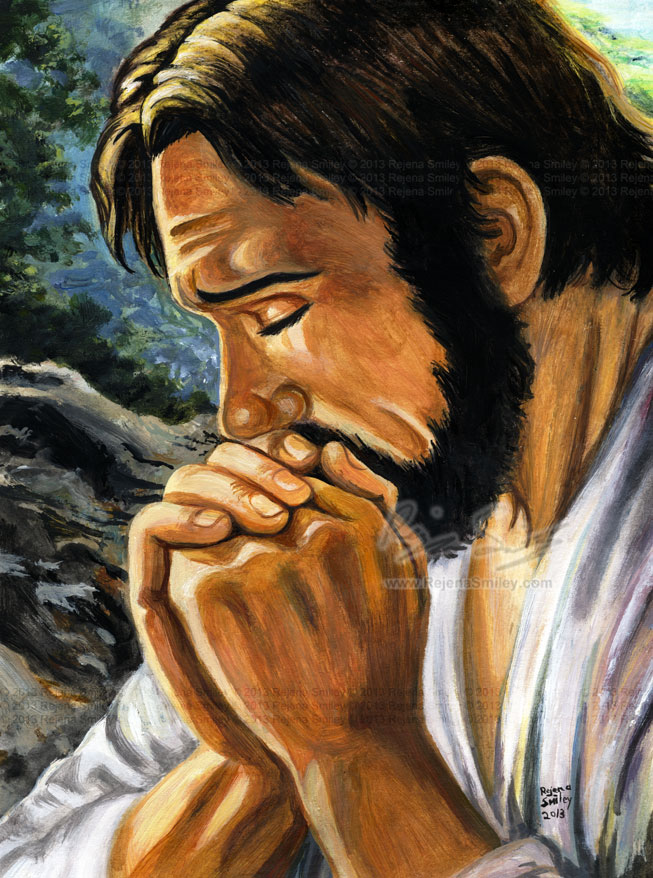 653x878 Jesus Praying Painting By Genaminna - Jesus Praying Painting