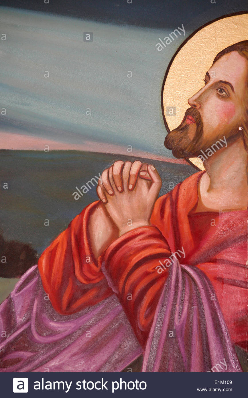 866x1390 Saint Anthony Coptic Church Painting Jesus Praying Stock Photo - Jesus Praying Painting