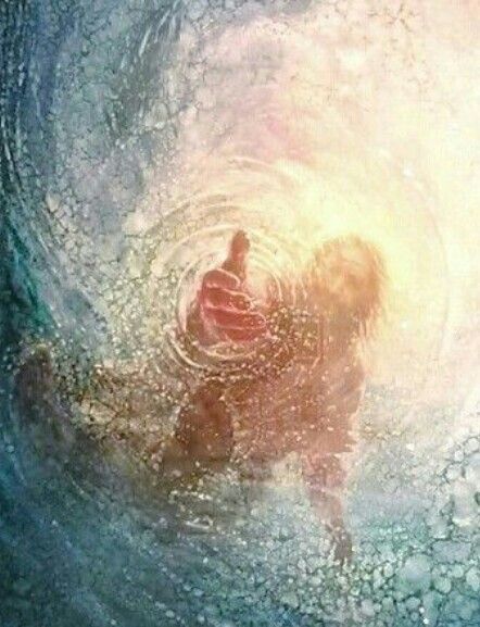 442x577 Jesus Reaching Into The Water To Save Peter From Drowning After - Jesus Reaching Into Water Painting