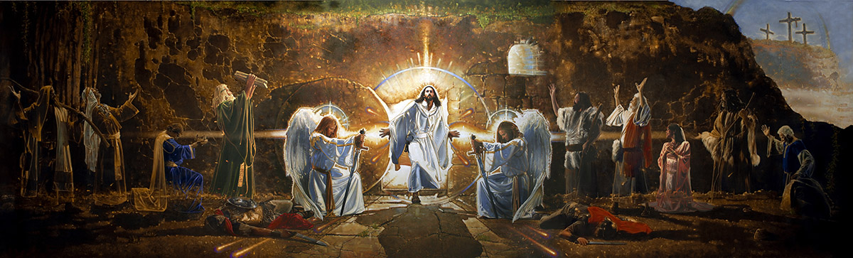 1200x363 Ron Dicianni The Resurrection Mural Artwork - Jesus Resurrection Painting
