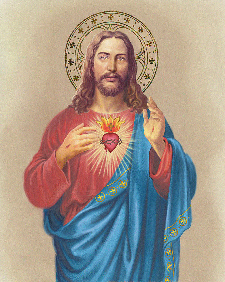 720x900 Sacred Heart Painting By Lash Larue - Jesus Sacred Heart Painting