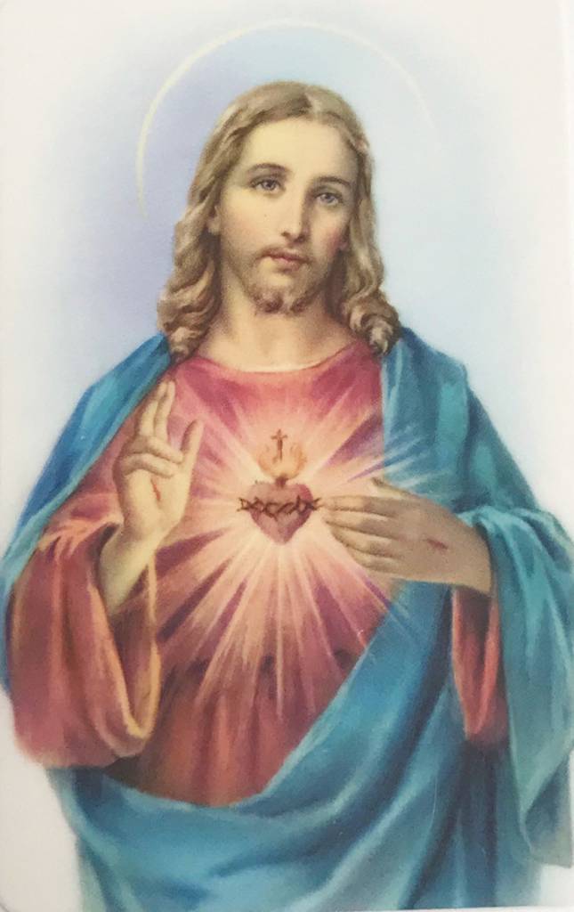 645x1024 Sacred Heart Of Jesus Laminated Prayer Card - Jesus Sacred Heart Painting