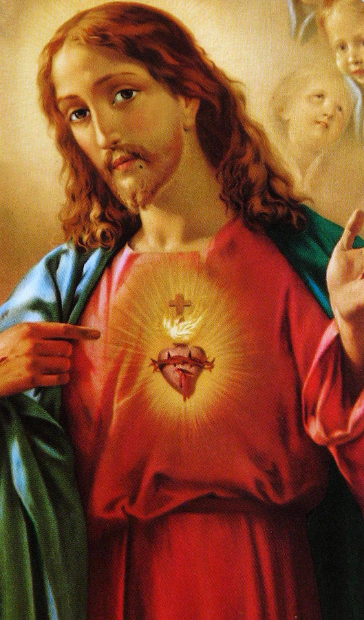 529x900 The Sacred Heart Of Jesus Painting By French School - Jesus Sacred Heart Painting
