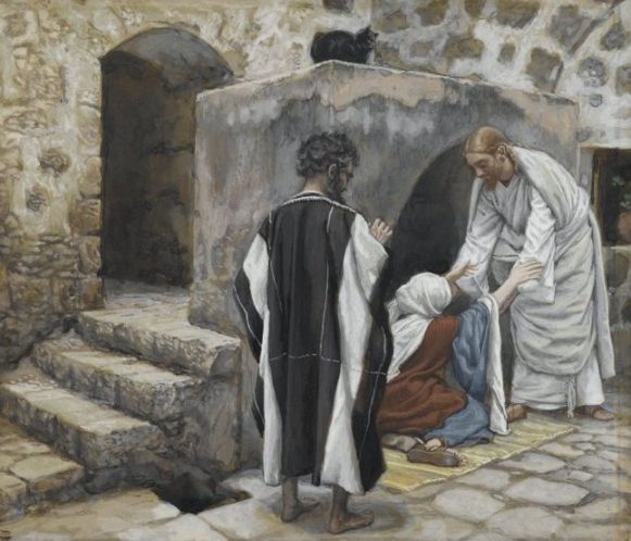 581x498 Jesus Cures Peter's Mother In Law - Jesus Saves Peter Painting