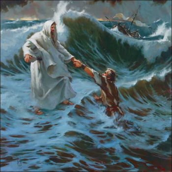 350x350 Lord Save Me!!! (Mt. 1522 32) Fr. Ed Broom, Omv - Jesus Saves Peter Painting