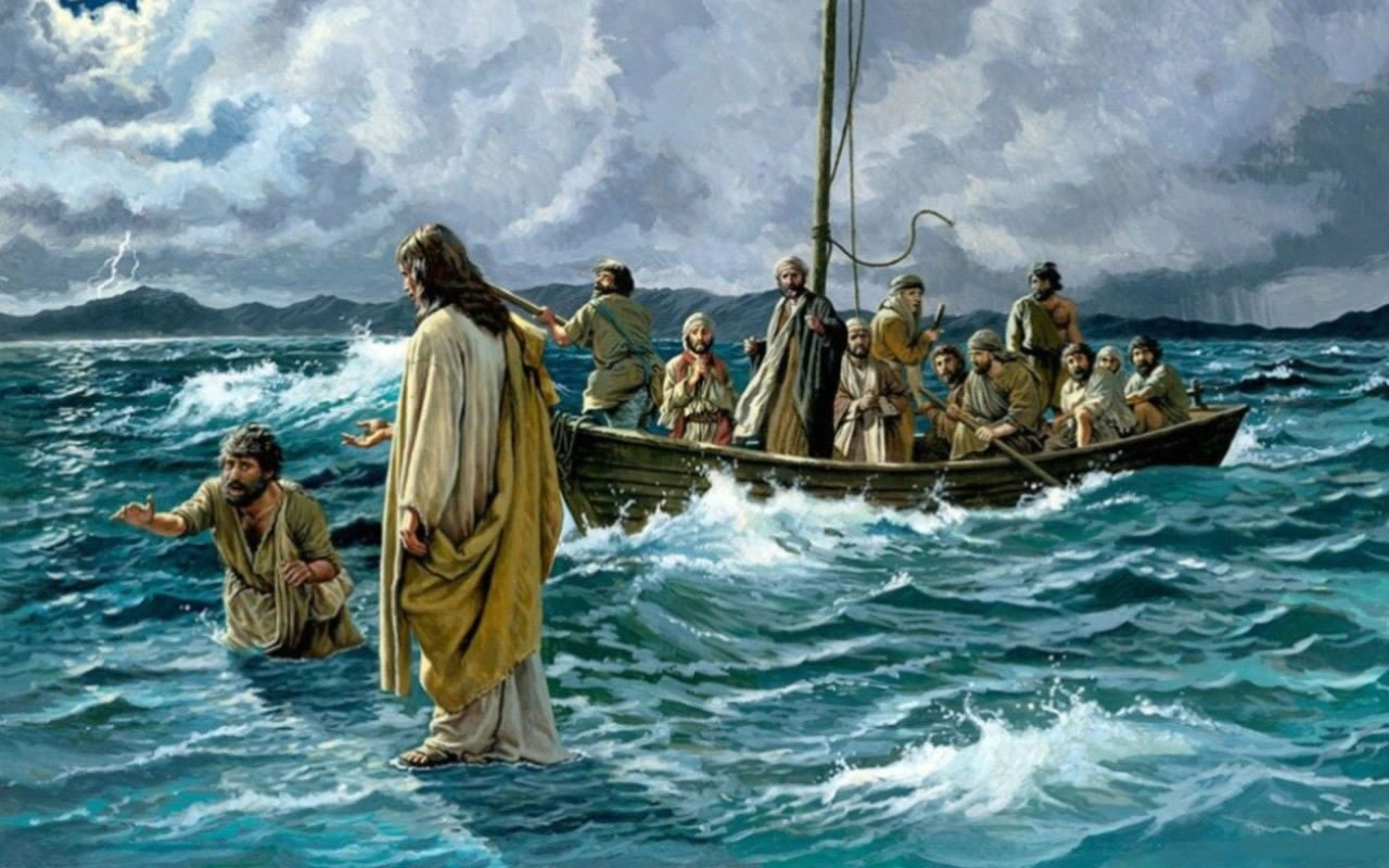 1280x800 Peter Walks On Water - Jesus Saves Peter Painting