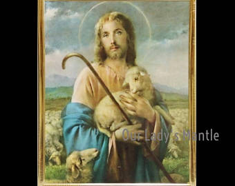 340x270 Jesus Good Shepherd Etsy - Jesus Shepherd Painting