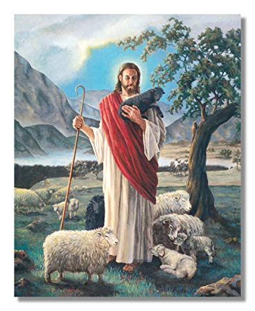 368x450 Jesus Christ Shepherd With Lambs Religious Wall - Jesus Shepherd Painting