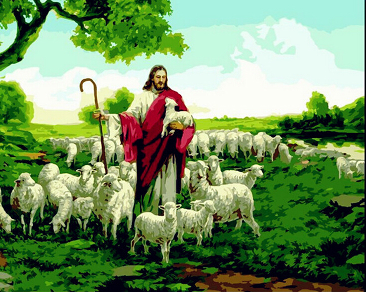 731x583 Decoration Painting By Numbers On Canvas Oil Painting Jesus - Jesus Shepherd Painting