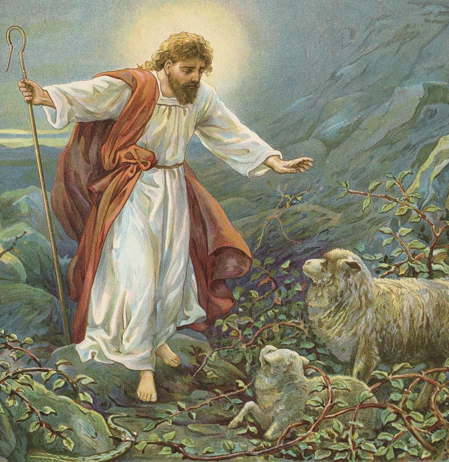 874x900 Jesus Christ The Tender Shepherd Painting By Ambrose Dudley - Jesus Shepherd Painting