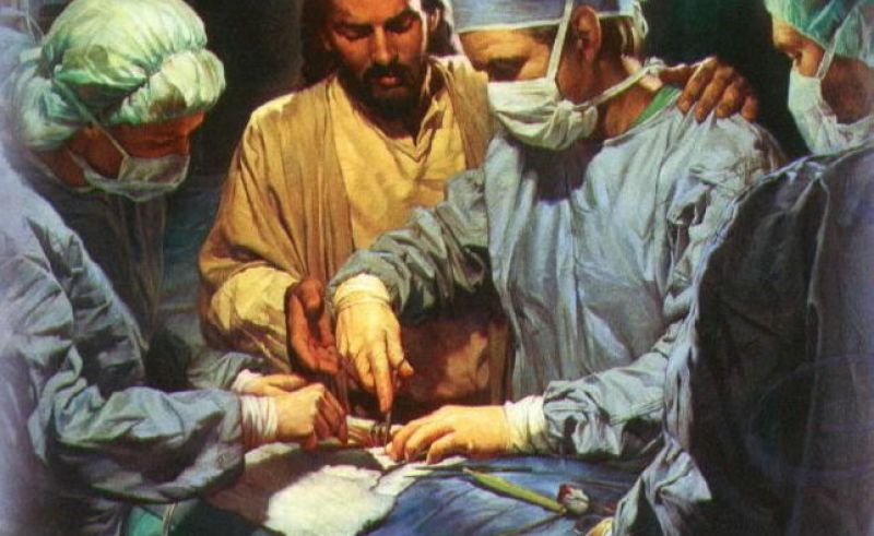 800x491 Jesus Guiding Hand Of Surgeon Terrible Truth, Beautiful Lie - Jesus Surgery Painting