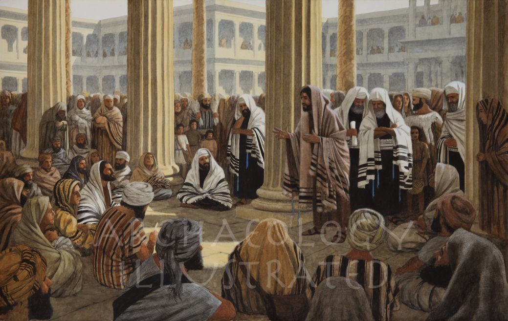 1039x657 Jesus Teaching In The Temple Of Herod Archaeology Illustrated - Jesus Teaching Painting