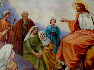 300x225 Lg Antique Religious Painting Canvas Mural Jesus Teaching - Jesus Teaching Painting