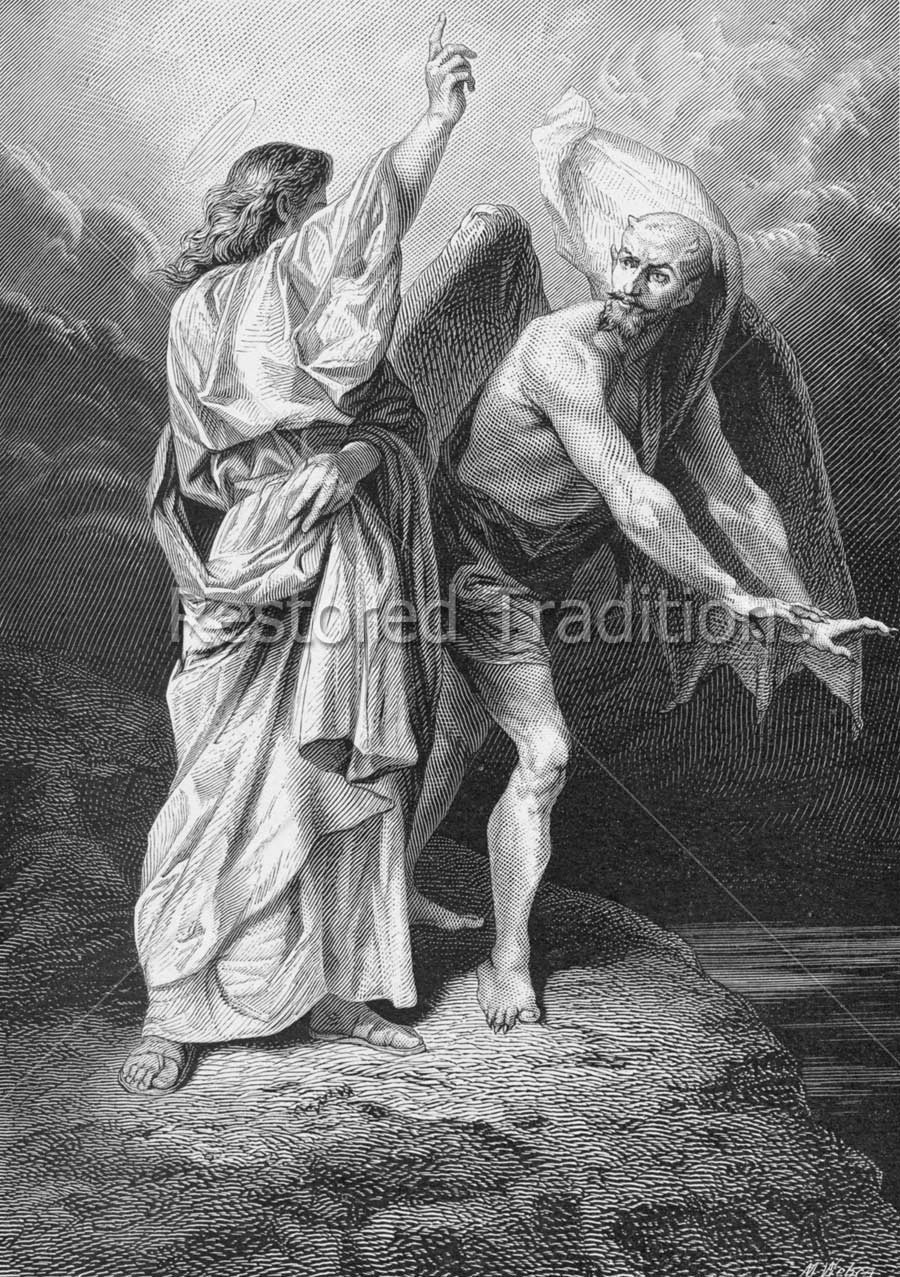 900x1277 Stock Art Image Temptation Of Jesus Christ In Desert By Satan - Jesus Tempted In The Desert Painting