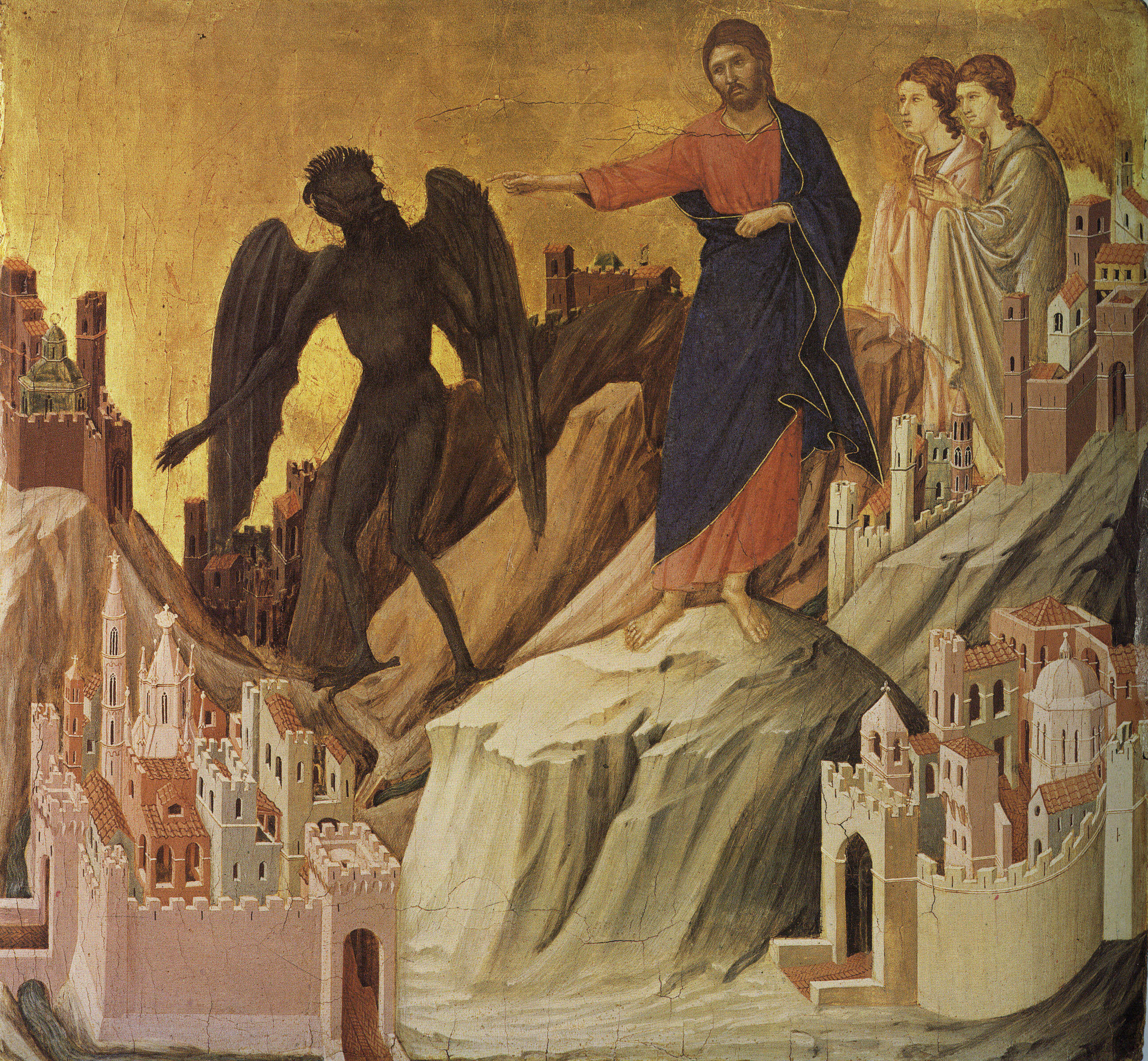 2586x2391 The Temptation Of Christ On The By Duccio Di Buoninsegna - Jesus Tempted In The Desert Painting