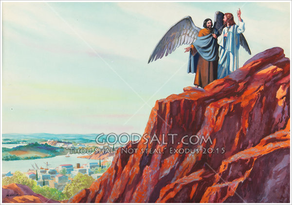 600x421 Third Temptation - Jesus Tempted In The Desert Painting