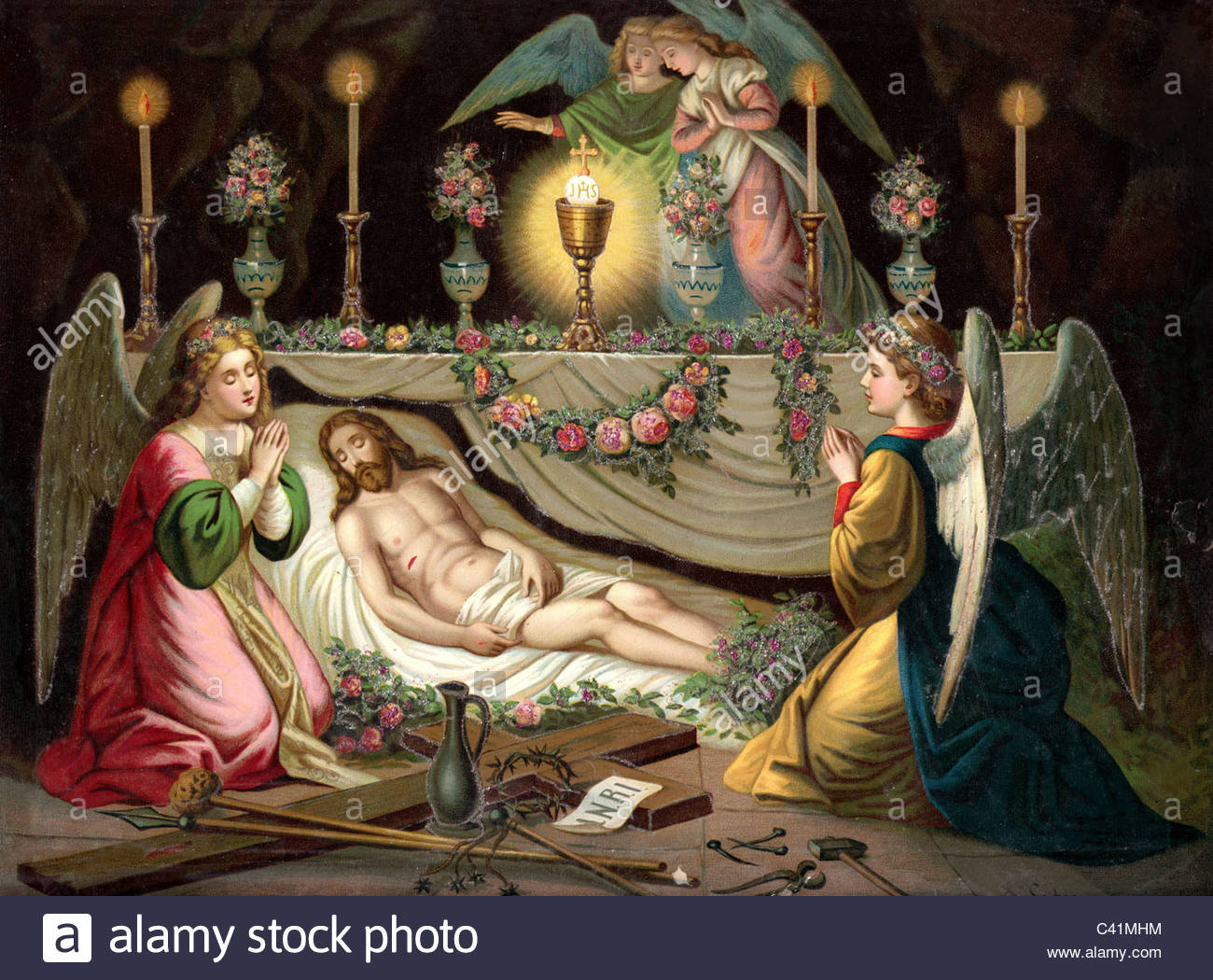 1300x1050 Fine Arts, Religious Art, Jesus Christ, In His Tomb, Guarded By - Jesus Tomb Painting