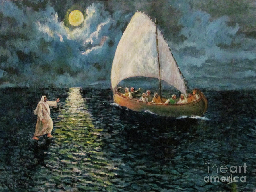 900x675 Jesus Walks On Water Painting By Philip Lee - Jesus Walking On The Water Painting