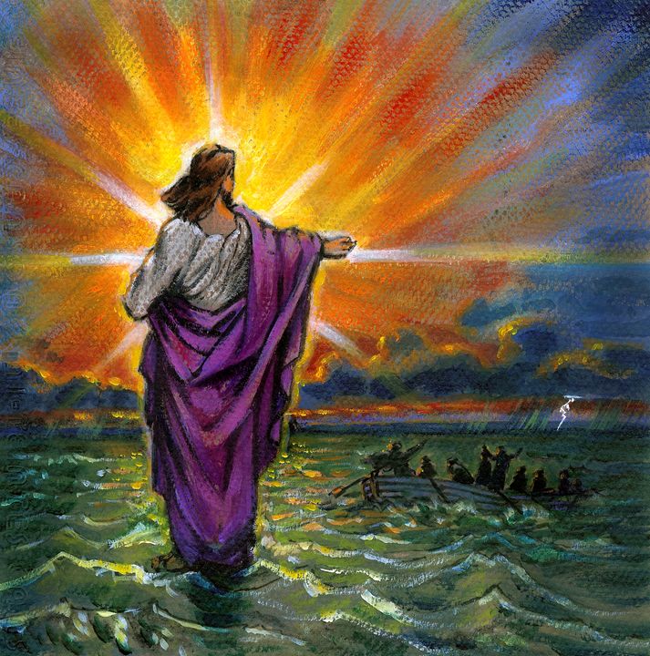 713x720 Sketch For Jesus Walking On Water - Jesus Walking On The Water Painting