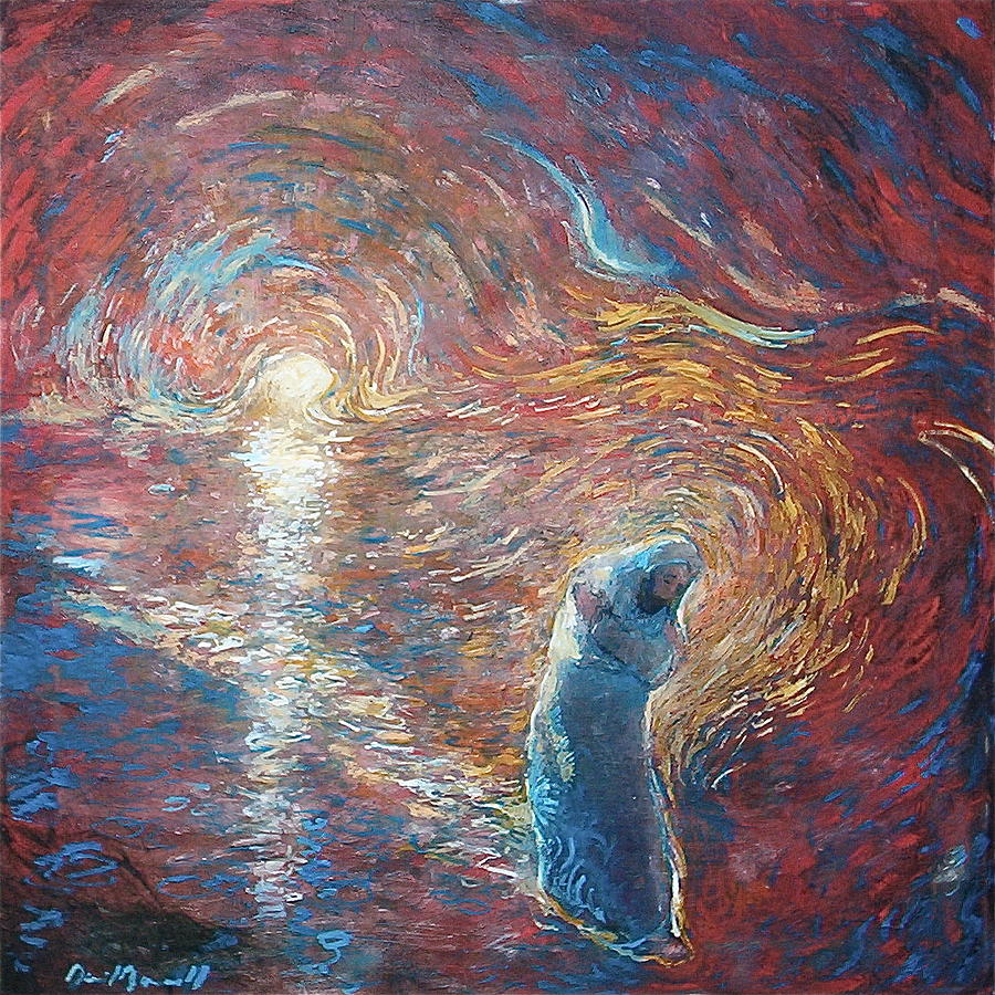 900x900 The Crossing Painting By Daniel Bonnell - Jesus Walking On The Water Painting
