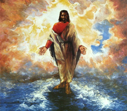 500x438 And He Walked On Water By Katherine Roundtree - Jesus Walking On Water Painting