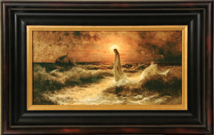 680x430 Christ Walking On Water 15x25 Framed Giclee Canvas - Jesus Walking On Water Painting