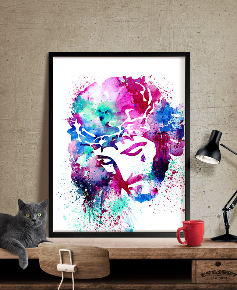 778x951 Watercolor Jesus Wall Art Christianity Poster Jesus - Jesus Wall Painting