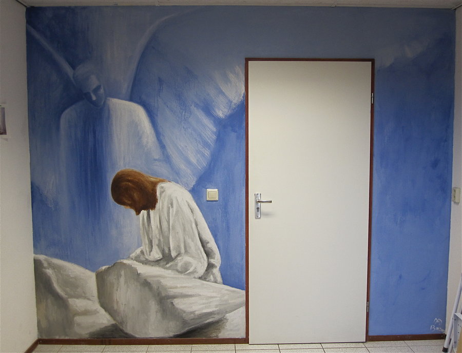 900x688 Angel And Jesus Wall Painting By Mandyart1 - Jesus Wall Painting