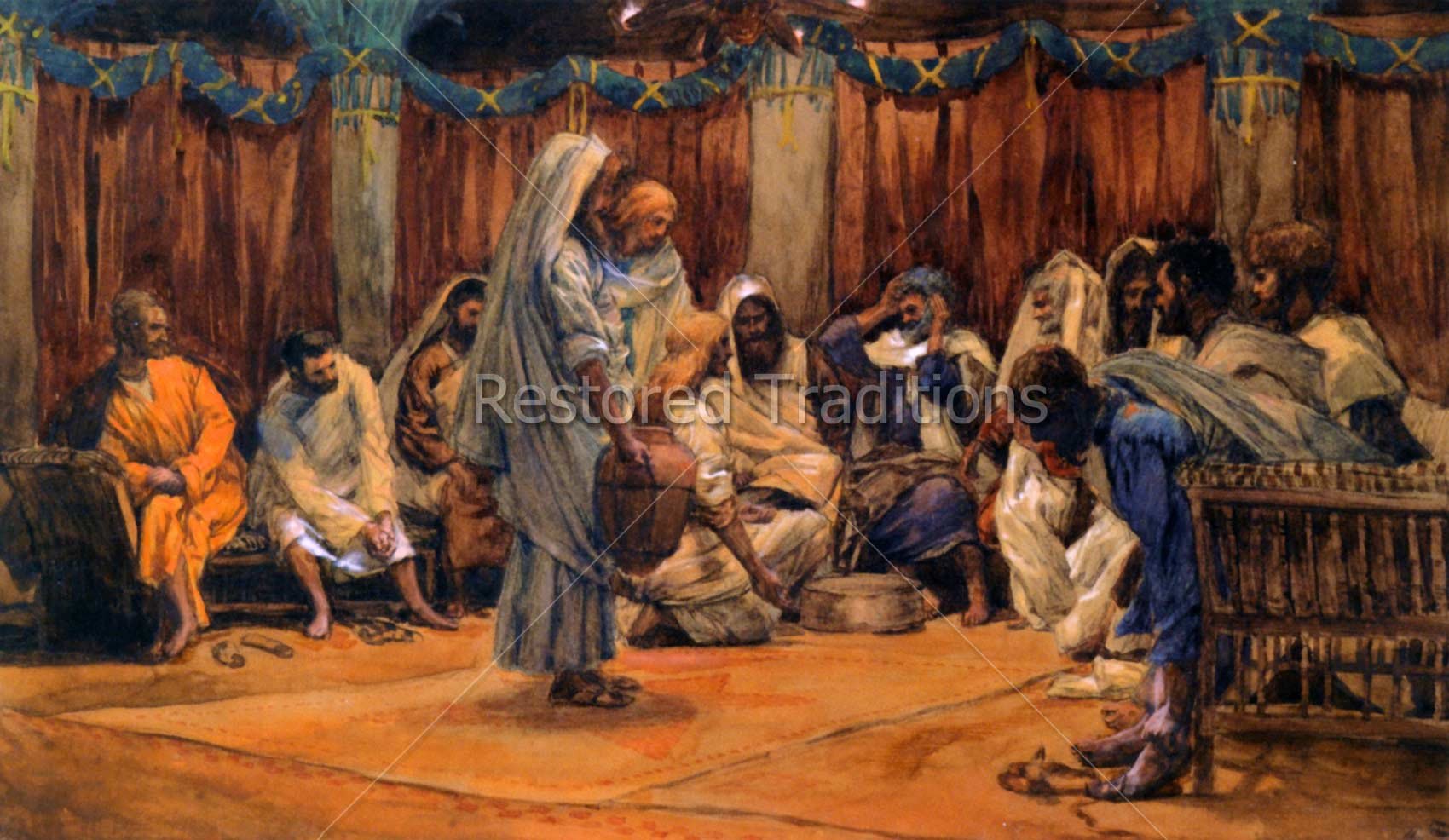 1700x986 Christ Washing Feet Of Apostles By Artist James Tissot Royalty Free - Jesus Washing Feet Painting