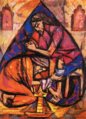 290x400 Christ Washing Peter's Feet Words Of Life - Jesus Washing Feet Painting
