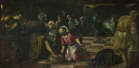 460x225 Christ Washing The Disciples' Feet (Tintoretto) - Jesus Washing Feet Painting
