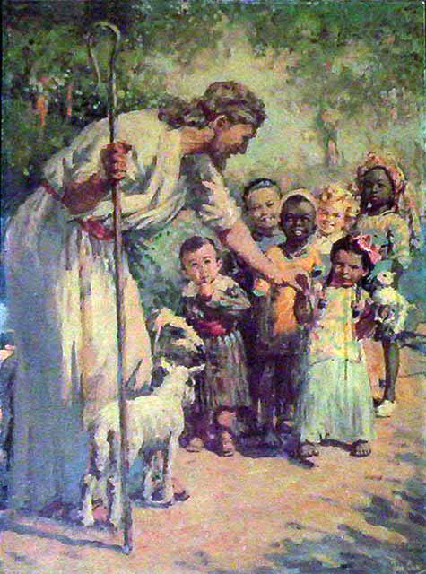 475x640 Religious Painting By Tom Curr - Jesus With Children Painting