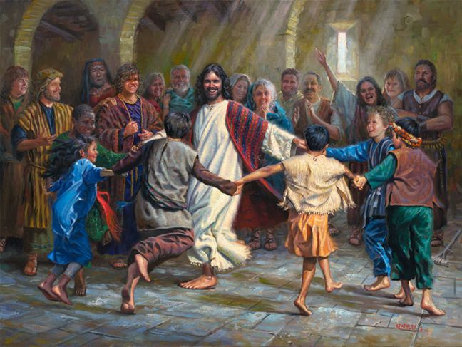 648x487 Painting Of A Smiling Jesus With Children Posted By Lucyp - Jesus With Children Painting
