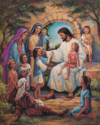 425x531 Jesus Christ With Children Religious Home Decor Wall - Jesus With Children Painting