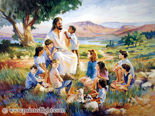 600x450 For Such Is The Kingdom Painted Light - Jesus With Children Painting